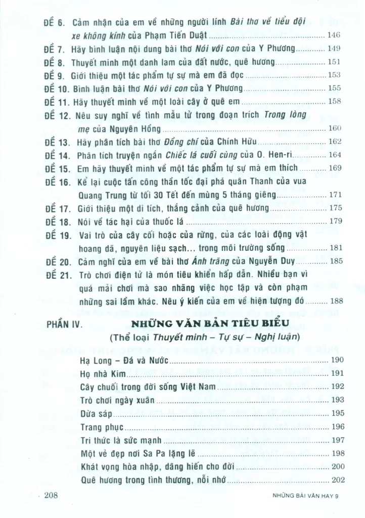 NHỮNG BÀI VĂN HAY LỚP 9 (Biên soạn theo chương trình GDPT mới)